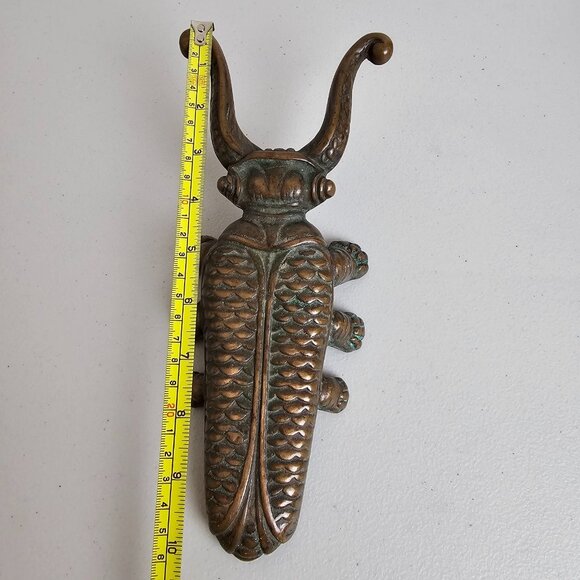 Solid Cast Brass Beetle Boot Cast/Door Stop Vintage Heavy Decor 10" Bug - Picture 5 of 7